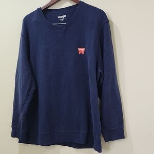 Wrangler 100% Cotton Navy Blue Crewneck Sweaters